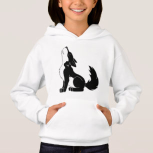 Schwarzer heulender Wolf-Welpe Hoodie