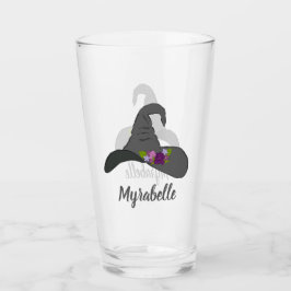 Schwarzer Hexenhut mit Personalisierten Blume Glas