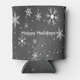 Schwarzer Himmel mit weißen und grauen Schneeflock Dosenkühler