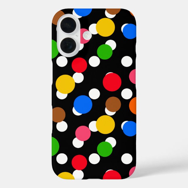 Schwarzer Hintergrund farbenfrohe Polka Punkte Case-Mate iPhone Hülle (Rückseite)