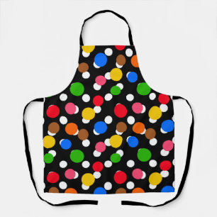 Schwarzer Hintergrund farbenfrohe Polka Punkte Schürze