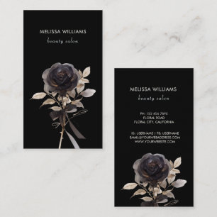 Schwarzer Hintergrund in Gold und Schwarz-Rose Visitenkarte