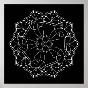 Schwarzer Hintergrund Mandala Adult Coloring Poster