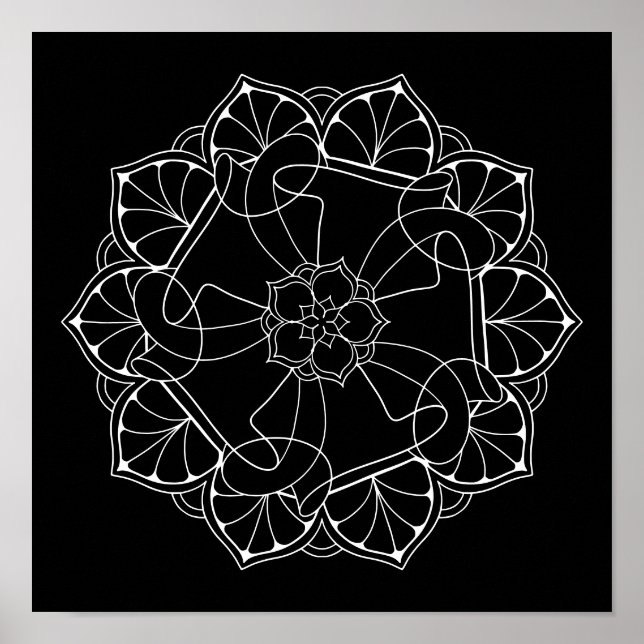 Schwarzer Hintergrund Mandala Adult Coloring Poster (Vorne)