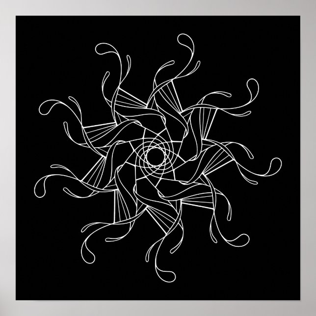 Schwarzer Hintergrund Mandala Große Erwachsenenfär Poster (Vorne)