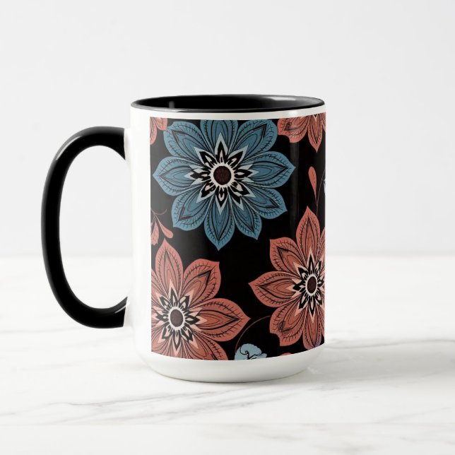 Schwarzer Hintergrund mit Blume Tasse (Links)