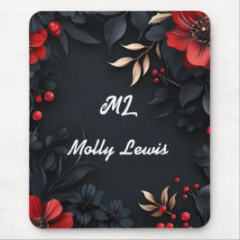 Schwarzer Hintergrund mit Blumendekoration Mousepad
