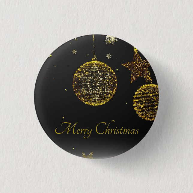 Schwarzer Hintergrund mit goldenen Ballen und Ster Button (Vorderseite)
