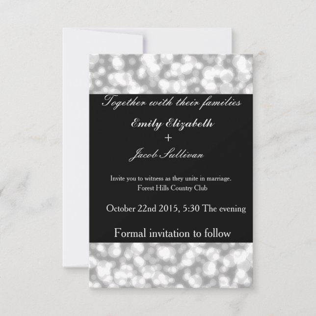 Schwarzer Hintergrund mit Imitate Glamour Silver Save The Date (Vorderseite)