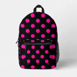 Schwarzer Hintergrund mit rosa Tupfen Bedruckter Rucksack