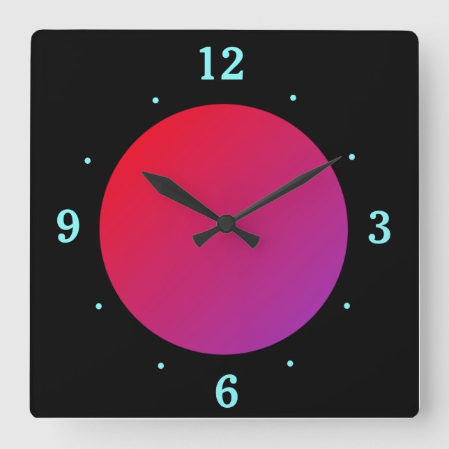 Schwarzer Hintergrund mit roter/rosa Moon> Wanduhr (Vorderseite)