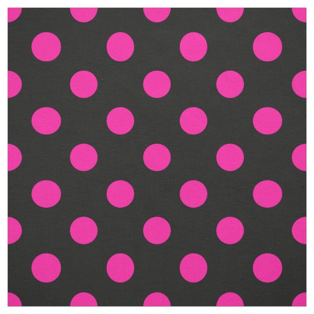 Schwarzer Hintergrund Pink Polka Dots Stoff (Muster)