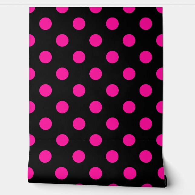Schwarzer Hintergrund Pink Polka Dots Tapete (Abrollen)