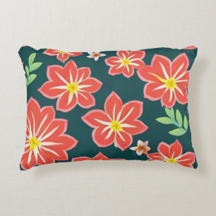 Schwarzer Hintergrund Rotes Blumenmuster Dekokissen