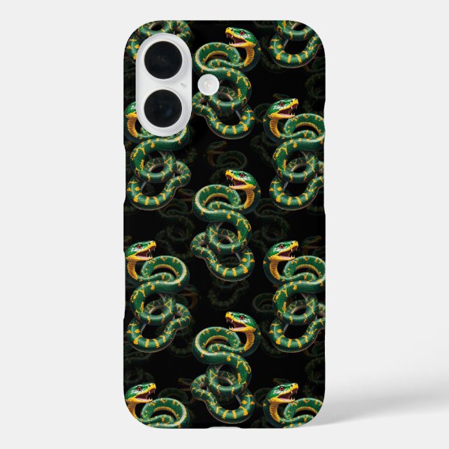 Schwarzer Hintergrund Schlange Muster Design Case-Mate iPhone Hülle (Rückseite)