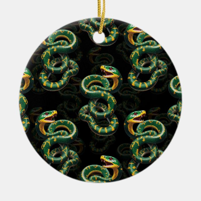 Schwarzer Hintergrund Schlange Muster Design Keramik Ornament (Vorne)