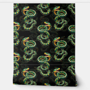 Schwarzer Hintergrund Schlange Muster Design Tapete