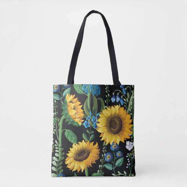 Schwarzer Hintergrund Sonnenblumenmuster (Vorderseite)