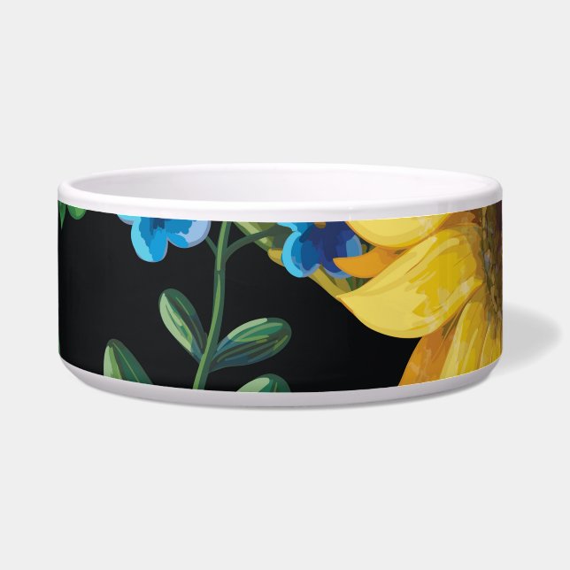 Schwarzer Hintergrund Sonnenblumenmuster Napf (Vorderseite)