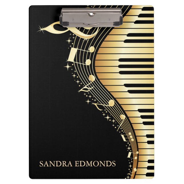 Schwarzer Hintergrund und Gold-Tastatur Klemmbrett (Vorderseite)