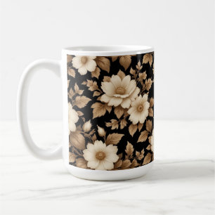 Schwarzer Hintergrund Weiße Blume Kaffeetasse