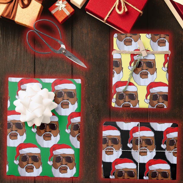 Schwarzer Hip Hop Santa Claus Afroamerikanischer W Geschenkpapier Set (Von Creator hochgeladen)