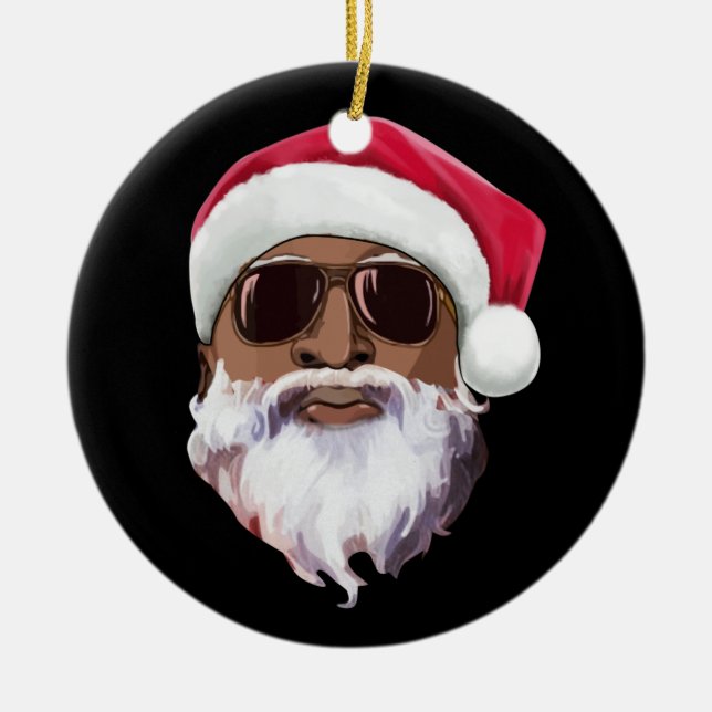 Schwarzer Hip Hop Santa Claus Neuheit Afrikanische Keramik Ornament (Vorne)