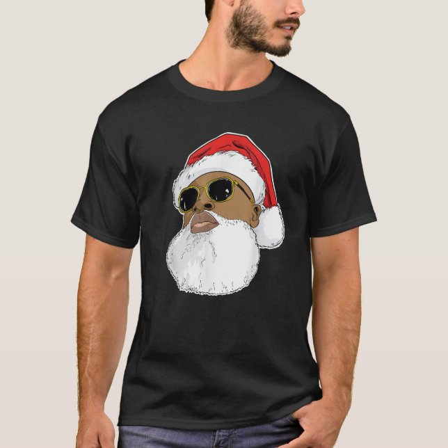 Schwarzer Hip Hop Santa Claus Neuheit Afrikanische T-Shirt (Vorderseite)
