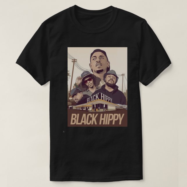 Schwarzer Hippy - der klassische Rockhip-T - Shirt (Design vorne)