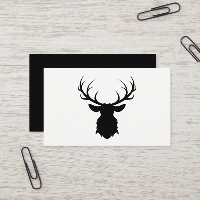 Schwarzer Hirschkopf mit Antler-Silhouette Visitenkarte (Vorderseite/Rückseite Beispiel)
