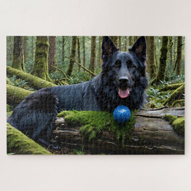 Schwarzer Hirte im Waldpuzzle Puzzle (Horizontal)