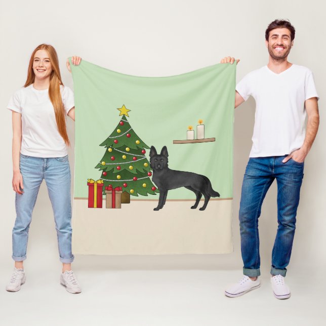 Schwarzer Hirte und Weihnachtsbaum Fleecedecke (Beispiel)