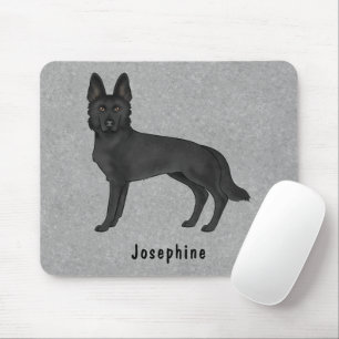 Schwarzer Hirtenhund und Individuelle Name Grau Mousepad
