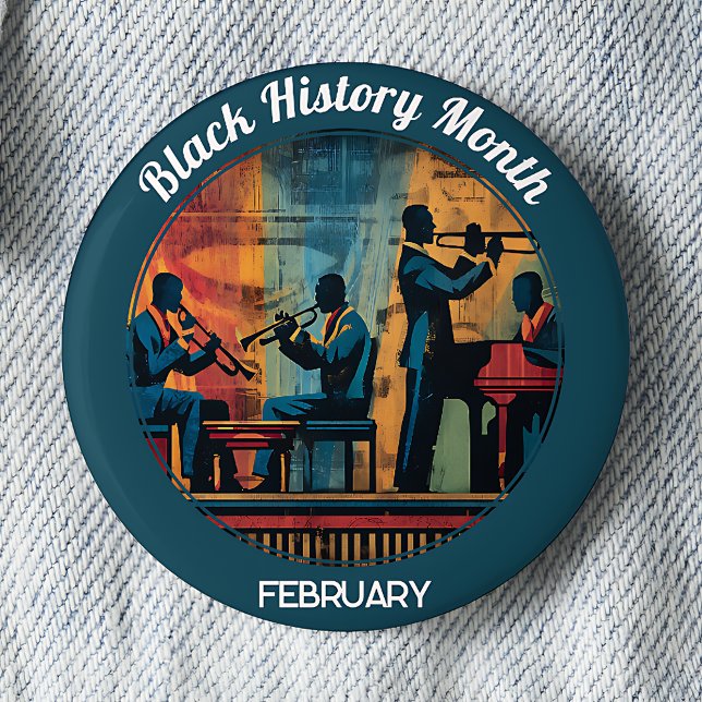 Schwarzer Historienmonat Jazzband Pinback Button (Von Creator hochgeladen)
