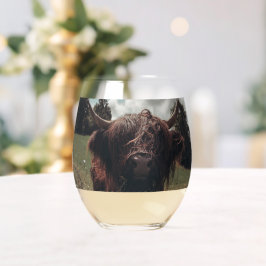 Schwarzer Hochland Schottische Kuh Weiden Vintag R Weinglas Ohne Stiel