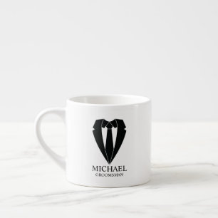Schwarzer Hochzeitsanzug und Krawatte Personalisie Espressotasse
