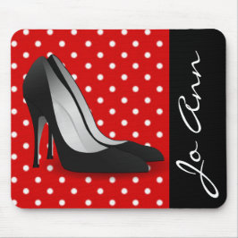 Schwarzer hoher Heels-rotes weißes Mousepad