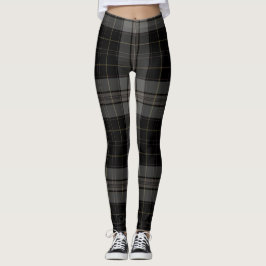 Schwarzer Holzkohlen-Grauriesiger Tartan kariert Leggings