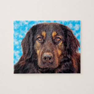Schwarzer Hovawart Hund. Puzzle