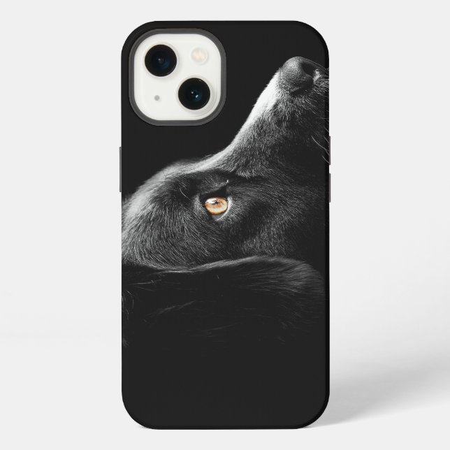 Schwarzer Hund beobachten iPhone Hülle (Rückseite)