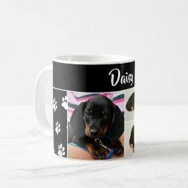 Schwarzer Hund Lover Foto Collage Pawprint Niedlic Kaffeetasse