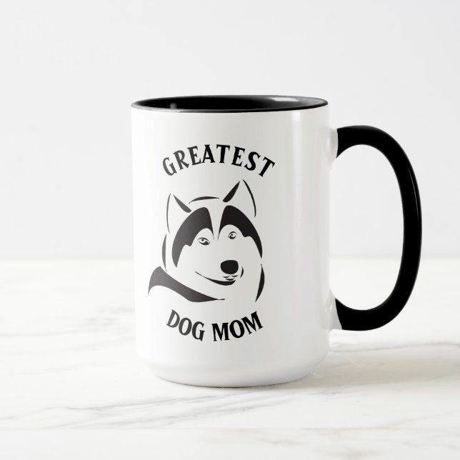 Schwarzer Hund-Mama der besten Hunde-Illustration Tasse (Rechts)
