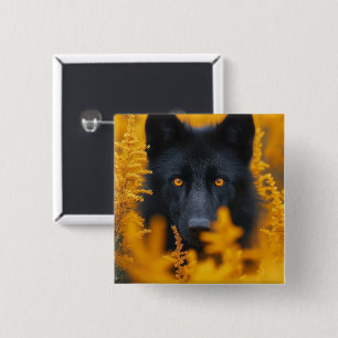 Schwarzer Hund mit Atemberaubenden Goldaugen Button