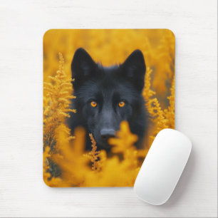 Schwarzer Hund mit Atemberaubenden Goldaugen Mousepad