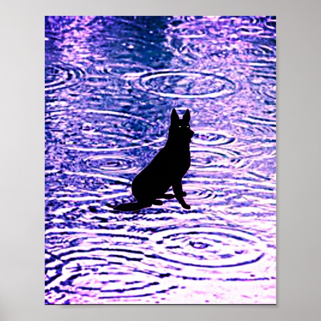 Schwarzer Hund mit Piercing-Augen-Plakat Poster (Vorne)