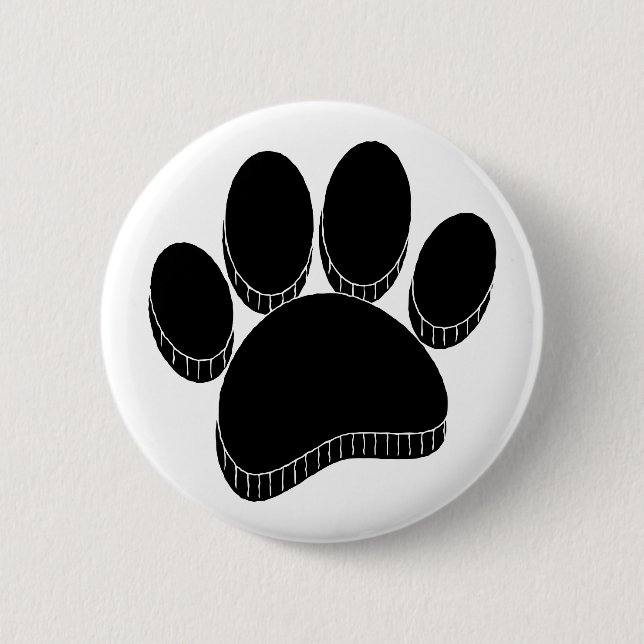 Schwarzer Hund Pawprint Handgezeichnet Button (Vorderseite)