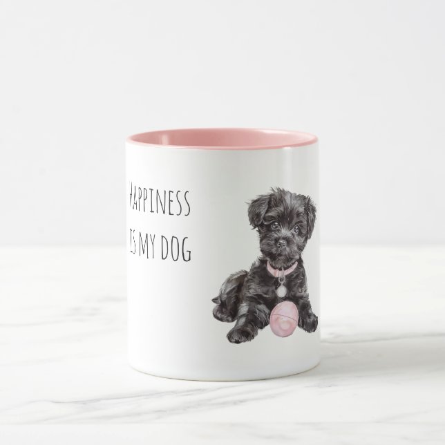 Schwarzer Hund rosa Ball Tasse (Zentrum)