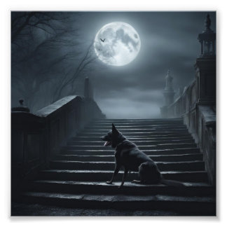 Schwarzer Hund von Whitby - Die 199 Stufen laufen Fotodruck