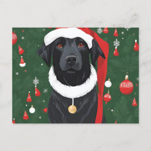 Schwarzer Hund Weihnachts-Postkarte Feiertag Postkarte