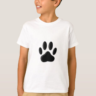 Schwarzer Hundepfotenabdruck mit Zeitungsdruck-Eff T-Shirt
